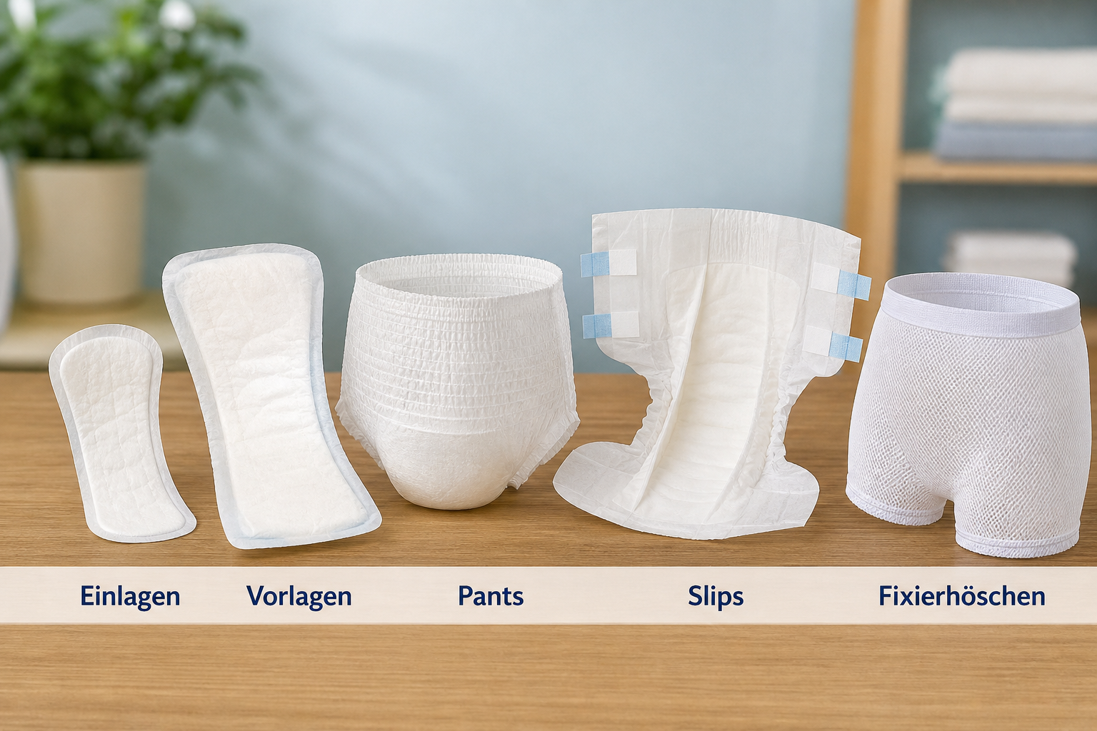 Inkontinenzprodukte im Vergleich: Einlagen, Vorlagen, Pants, Slips und Fixierhöschen einfach erklärt