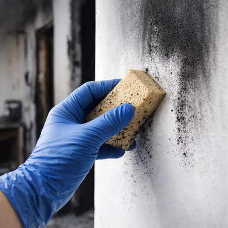 Kautschukschwamm bei Brandschäden: Warum er Ruß so effektiv entfernt (ohne zu verschmieren)