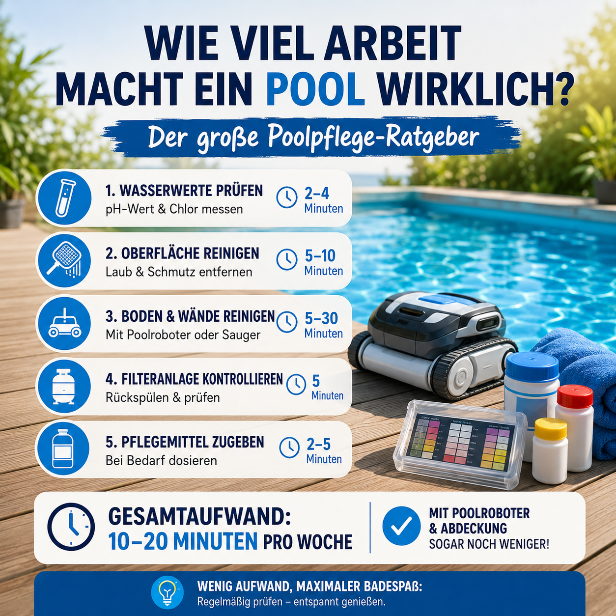 Wie viel Arbeit macht ein Pool wirklich? Der große Poolpflege-Ratgeber