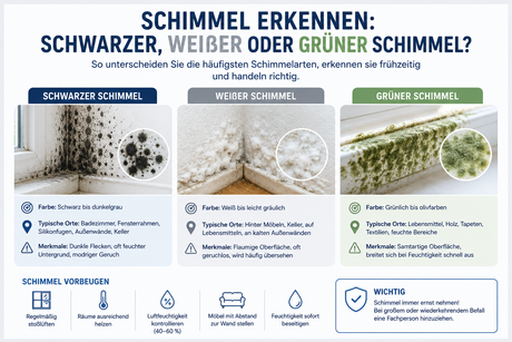 Schimmel erkennen: Schwarzer, weißer oder grüner Schimmel?