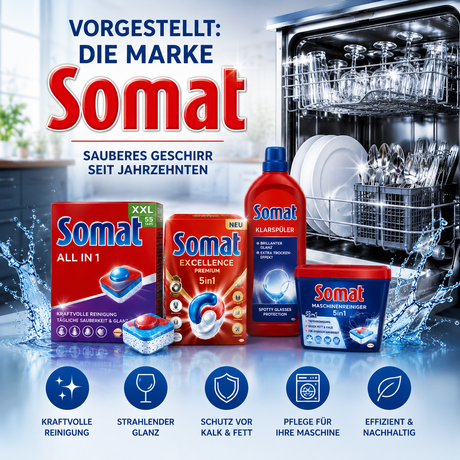 Vorgestellt: Die Marke Somat – Sauberes Geschirr seit Jahrzehnten