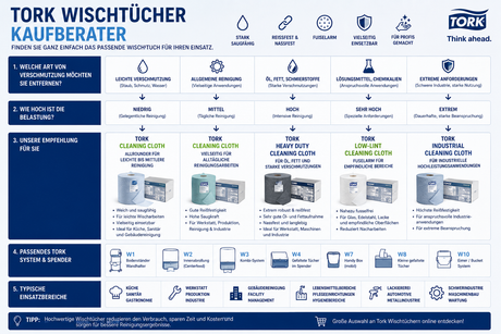 Tork Wischtücher einfach erklärt – Welche Unterschiede gibt es und welches Tuch eignet sich wofür?