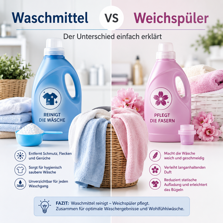 Unterschied zwischen Waschmittel und Weichspüler – Was braucht man wirklich?