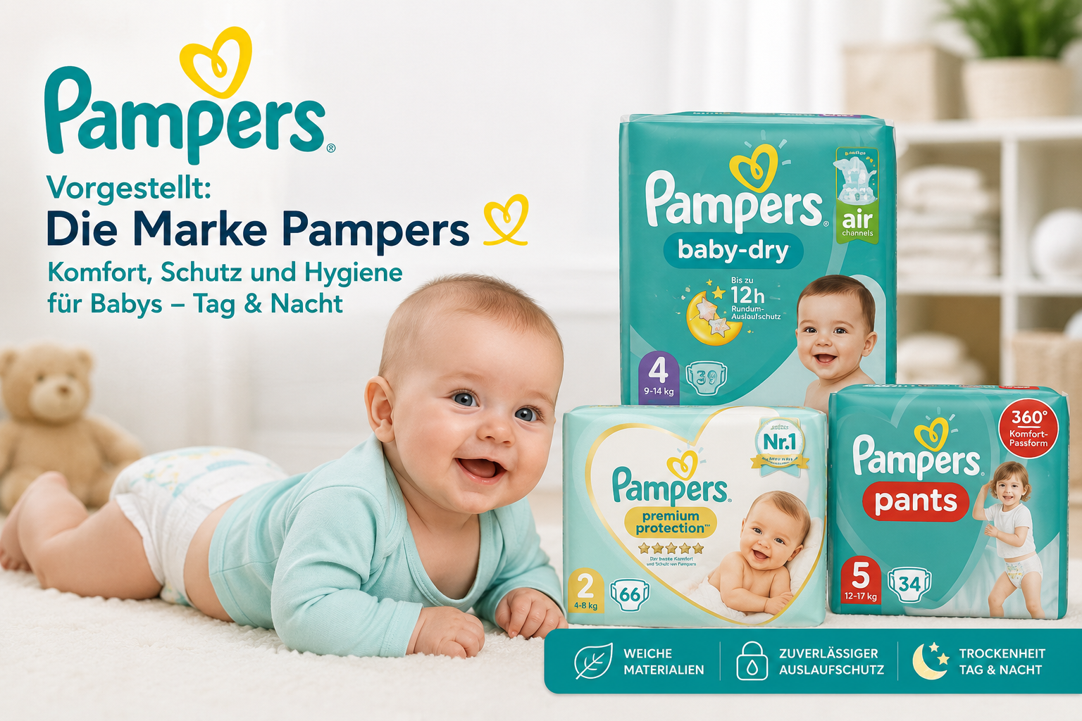 Pampers vorgestellt – Komfort, Schutz und Hygiene für Babys