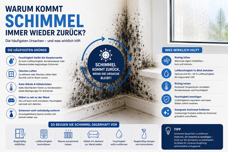 Warum kommt Schimmel immer wieder zurück?