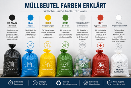 Müllbeutel Farben erklärt – Welche Farbe bedeutet was?