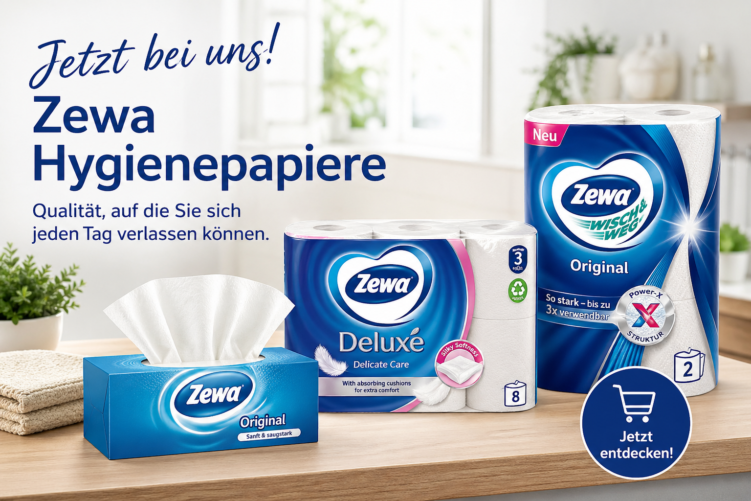 Jetzt bei uns: Zewa Hygienepapiere – Qualität, die überzeugt