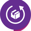 Ein Icon mit einem Paket welches einfache Retouren bewerben soll
