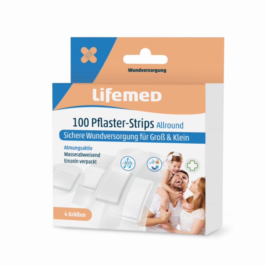 Allround Pflaster-Strips halbtransparent, 100 Pflaster