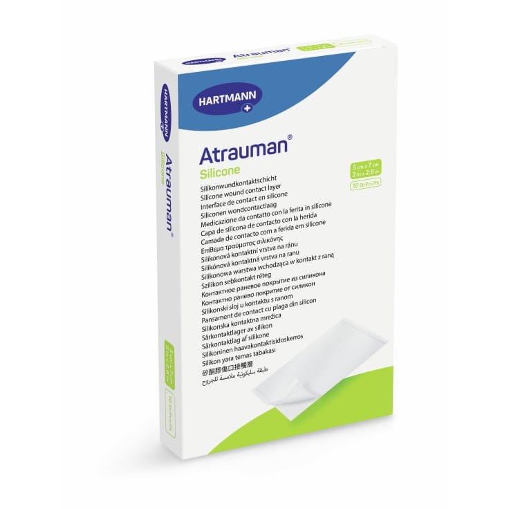 Hartmann Atrauman Silicone Wundkontaktschicht steril Wundauflage 10 Stück Einzeln Verpackt Masse 5 X 7 cm