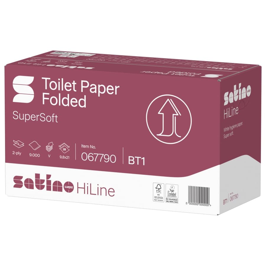Satino HiLine Toilettenpapier, 2-lagig, hochweiß, V-Falz, BT1