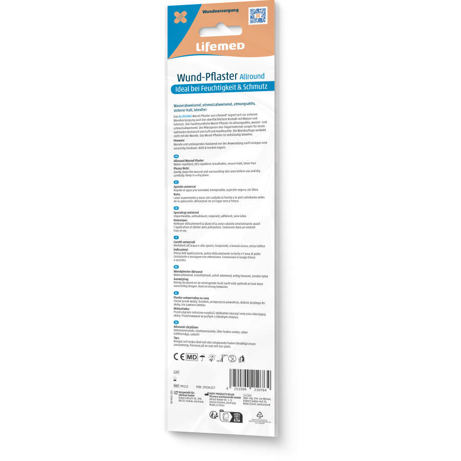 Wund-Pflaster Allround beige, Rückseite der Packung