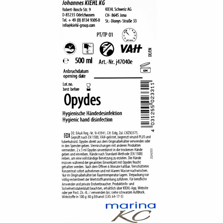 Kiehl Opydes Händedesinfektion
