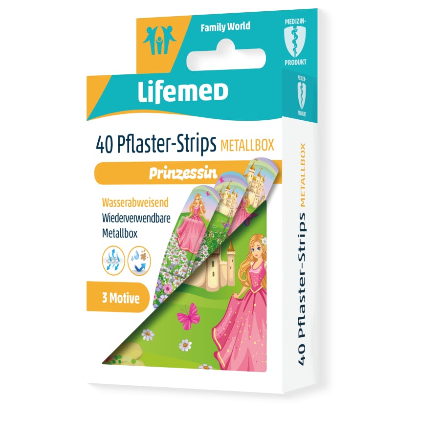 Lifemed Pflaster-Strips Prinzessin Metallbox 40 Stueck