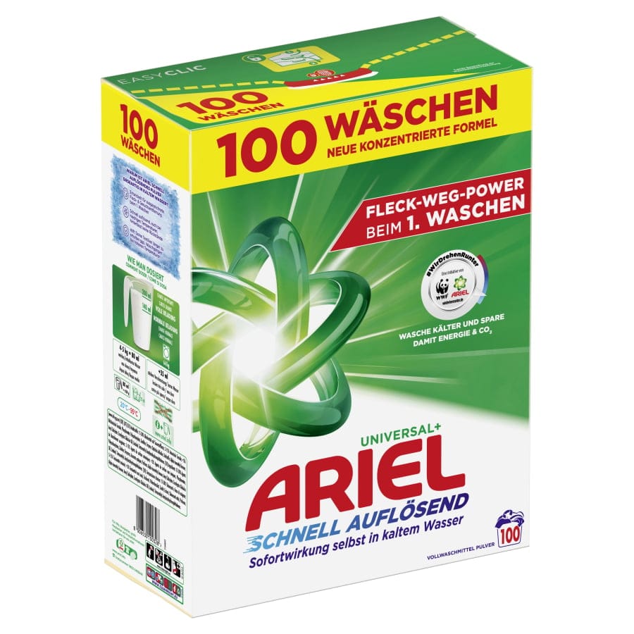 Ariel Universal+ Pulver Regulär Vollwaschmittel 5,03 kg - 100 Waschladungen
