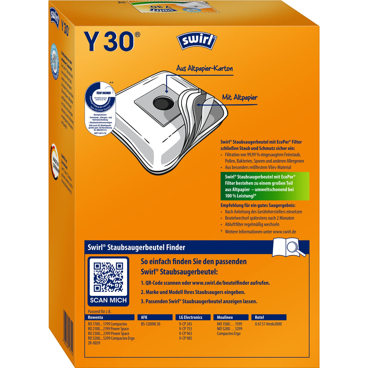 Swirl® Y 30 Ecopor® Staubsaugerbeutel