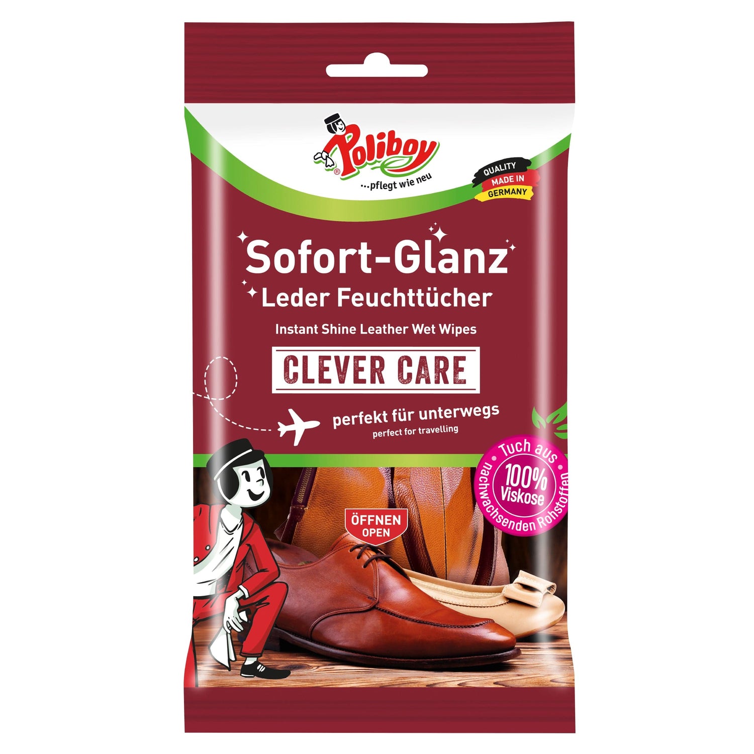 Poliboy Sofort-Glanz Leder Feuchttücher