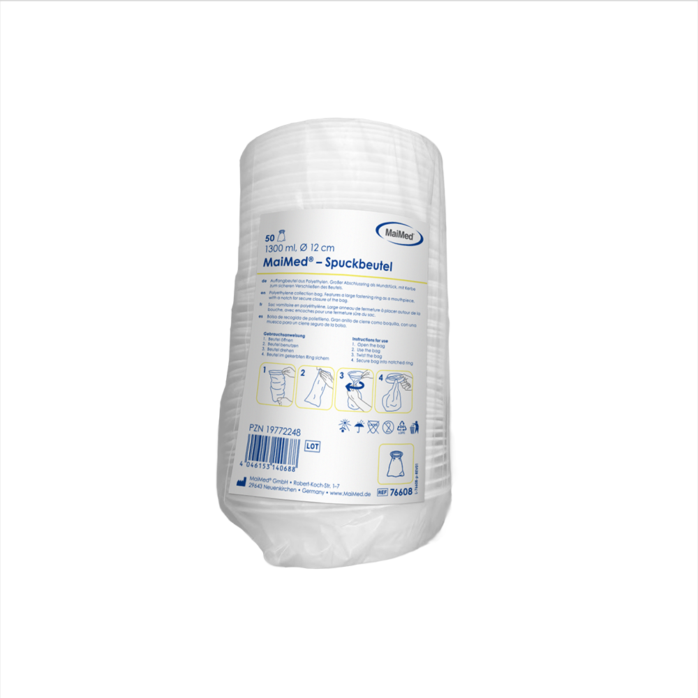 MaiMed Spuckbeutel - Auslaufsicher mit 1300 ml Auffangvolumen