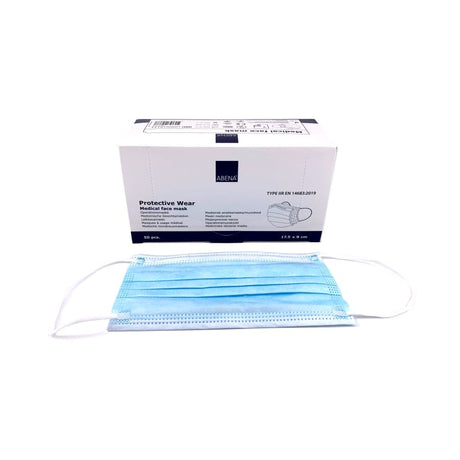ABENA® Excellent Typ IIR Mundschutz 1 Karton (20 Packungen × 50 Stück), Blau