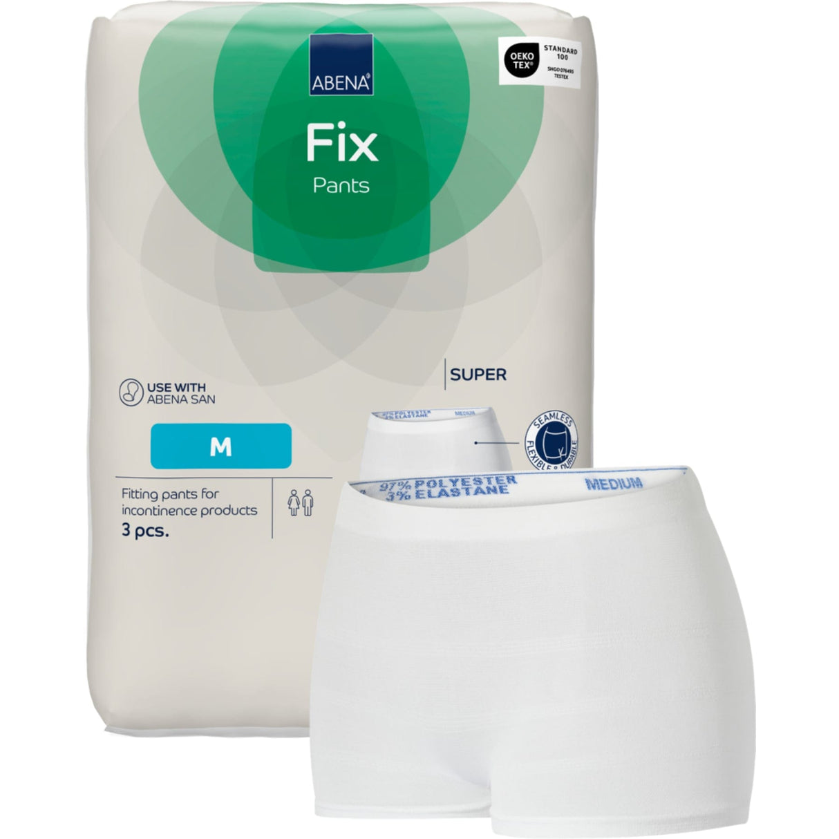 ABENA® Fix Pants Super Fixierhose, weiß 1 Karton (20 Packungen × 3 Stück), M
