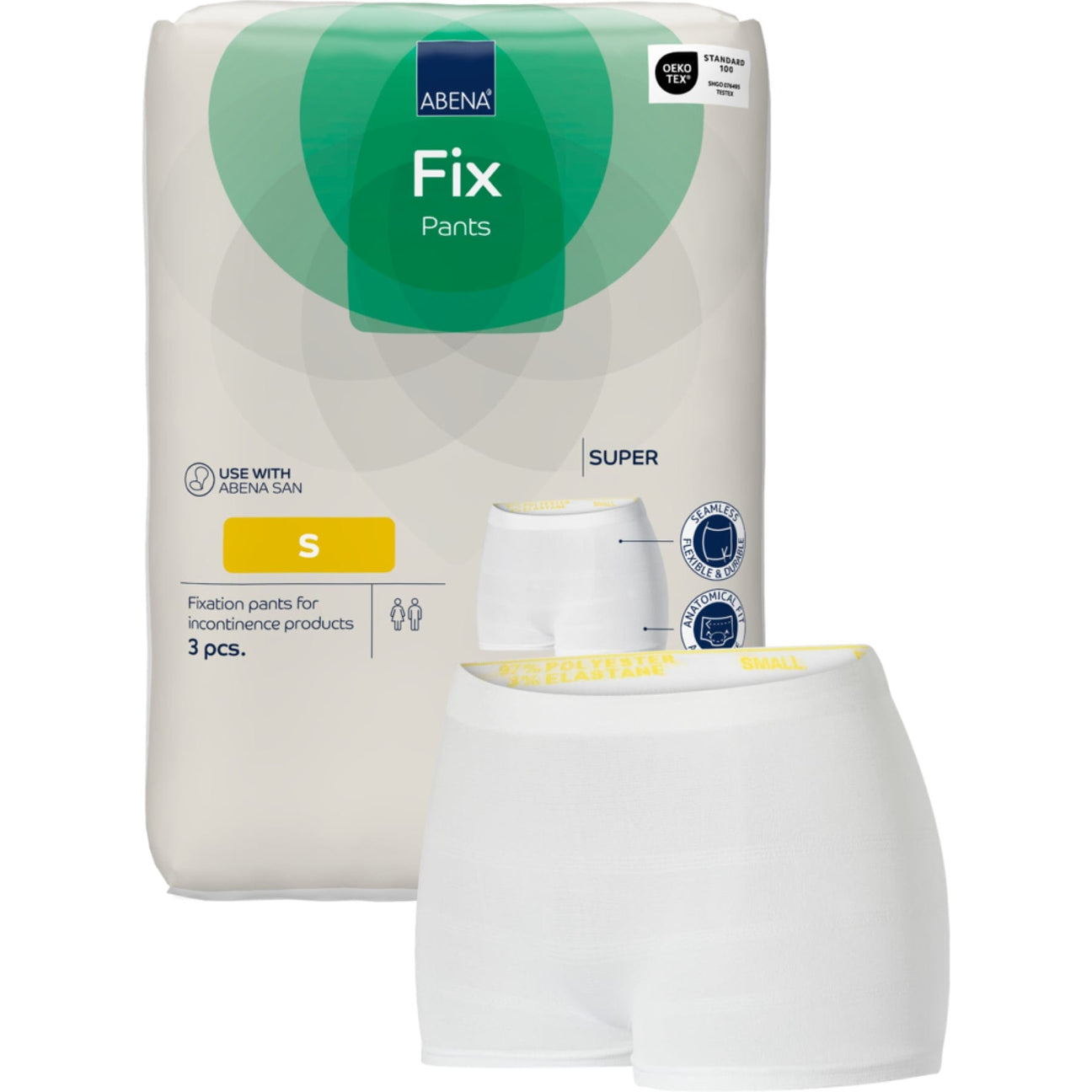 ABENA® Fix Pants Super Fixierhose, weiß 1 Karton (20 Packungen × 3 Stück), S