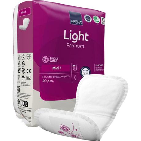ABENA® Light Premium Inkontinenzeinlagen, Mini 1 1 Karton (12 Packungen × 20 Stück)