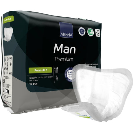 ABENA® Man Premium Formula 1 Inkontinenzeinlagen, grau 1 Karton (12 Packungen × 15 Stück)