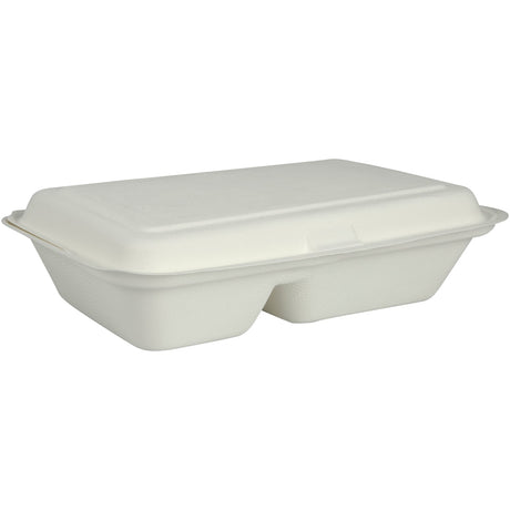 ABENA® Menübox, Bagasse, 2-geteilt, weiß, 25 x 16,2 x 6,3 cm