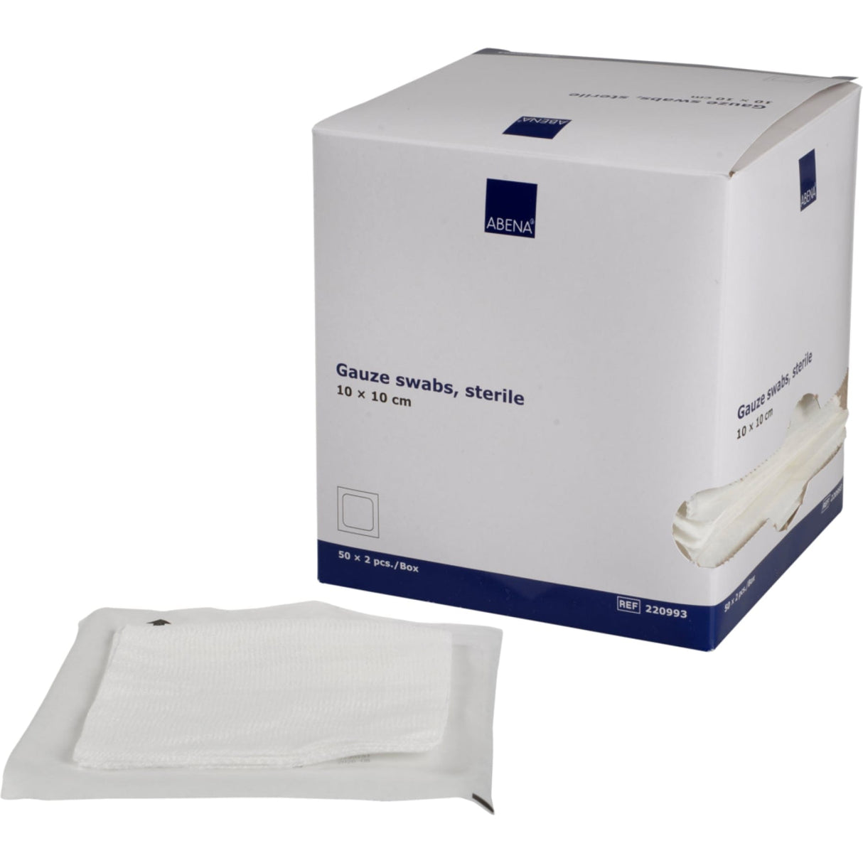 ABENA® Mullkompressen, 8-lagig, 17-fädig, steril, weiß 1 Karton (18 Packungen × 50 Beutel × 2 Stück) · 425066