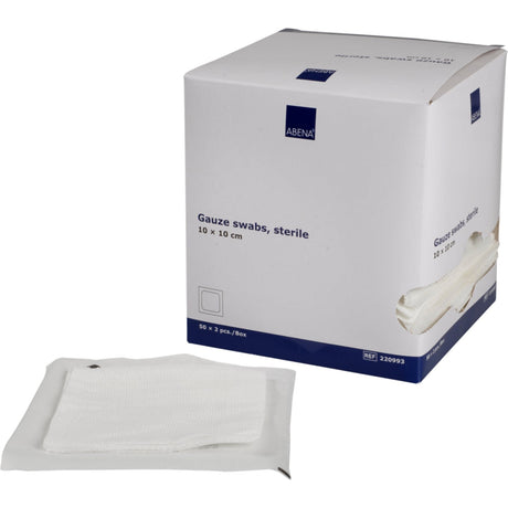 ABENA® Mullkompressen, 8-lagig, 17-fädig, steril, weiß 1 Karton (18 Packungen × 50 Beutel × 2 Stück) · 425066