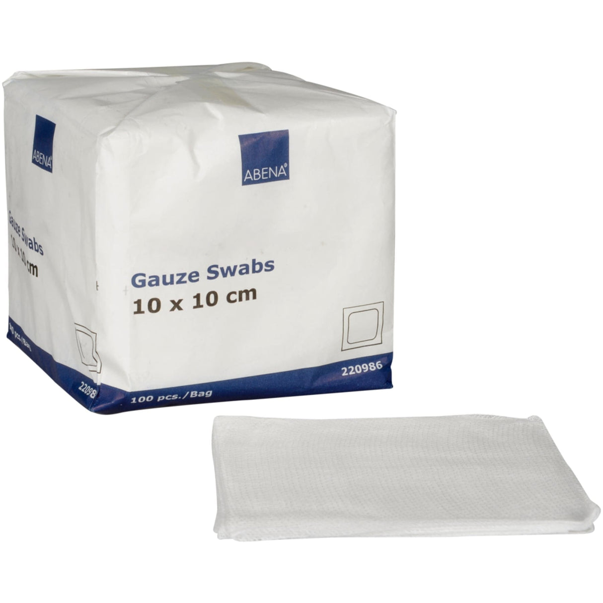 ABENA® Mullkompressen, 8-lagig, 17-fädig, unsteril, weiß 1 Karton (50 Packungen × 100 Stück) · 425081