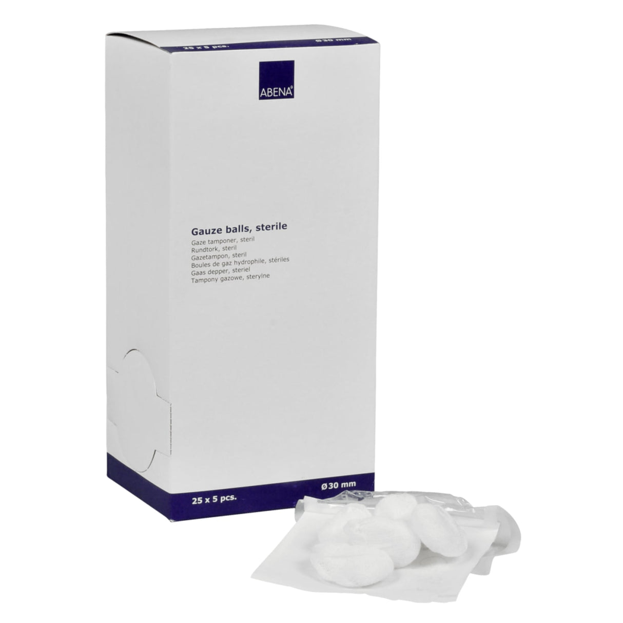 ABENA® Mulltupfer, 17-fädig, steril, weiß 1 Karton (8 Packungen × 25 Beutel × 5 Stück) · 425111