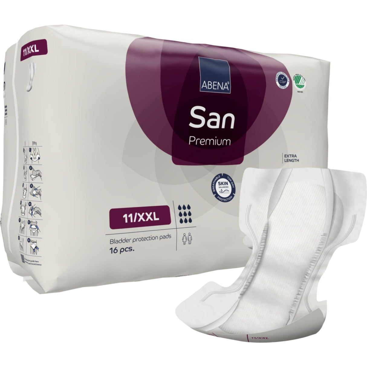 ABENA® San Premium Bariatric Inkontinenzeinlagen, Größe 11/XXL Größe 11 Xxl, 1 Karton (4 Packungen × 16 Stück)