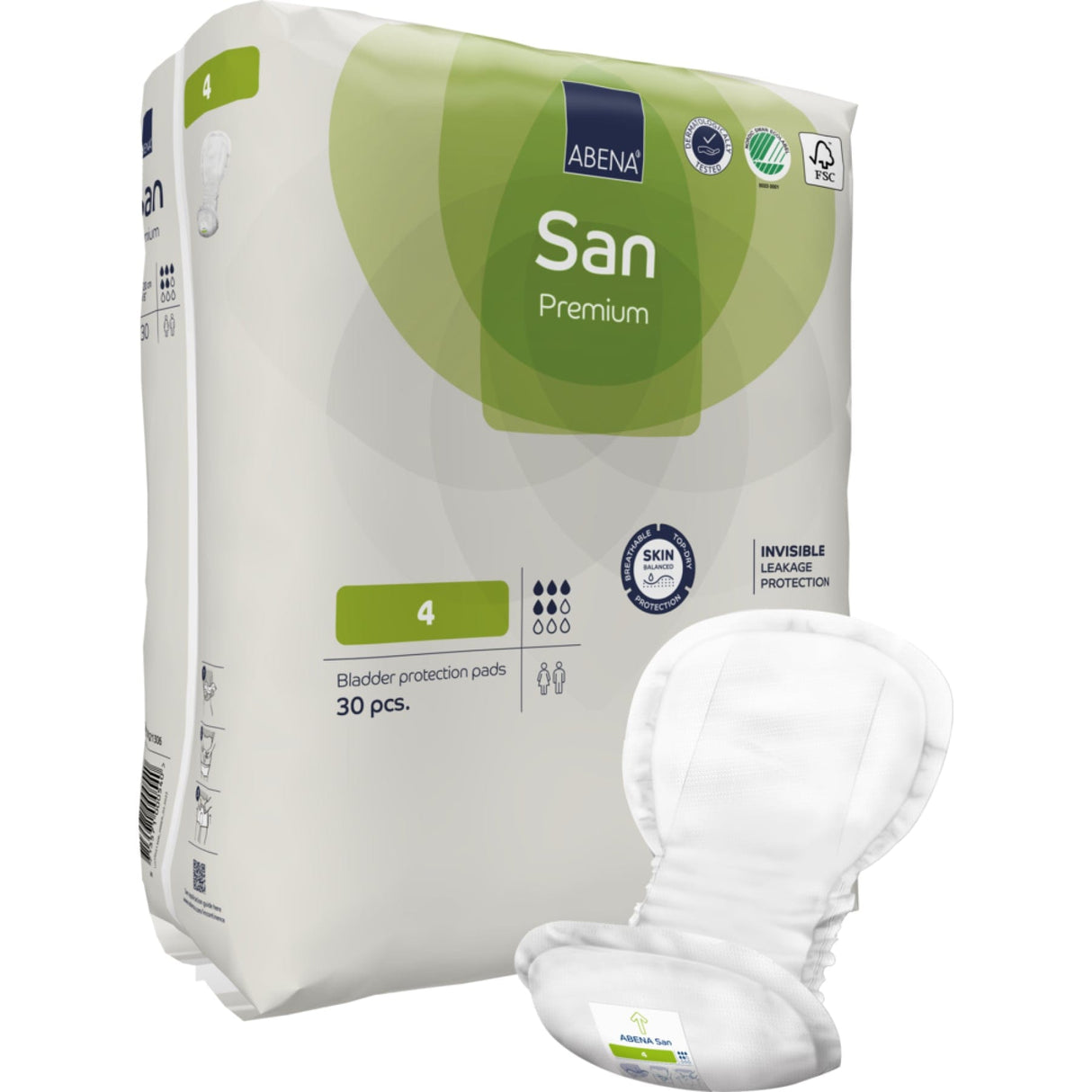 ABENA® San Premium Inkontinenzeinlagen, Größe 4 Größe 4, 1 Karton (9 Packungen × 30 Stück)
