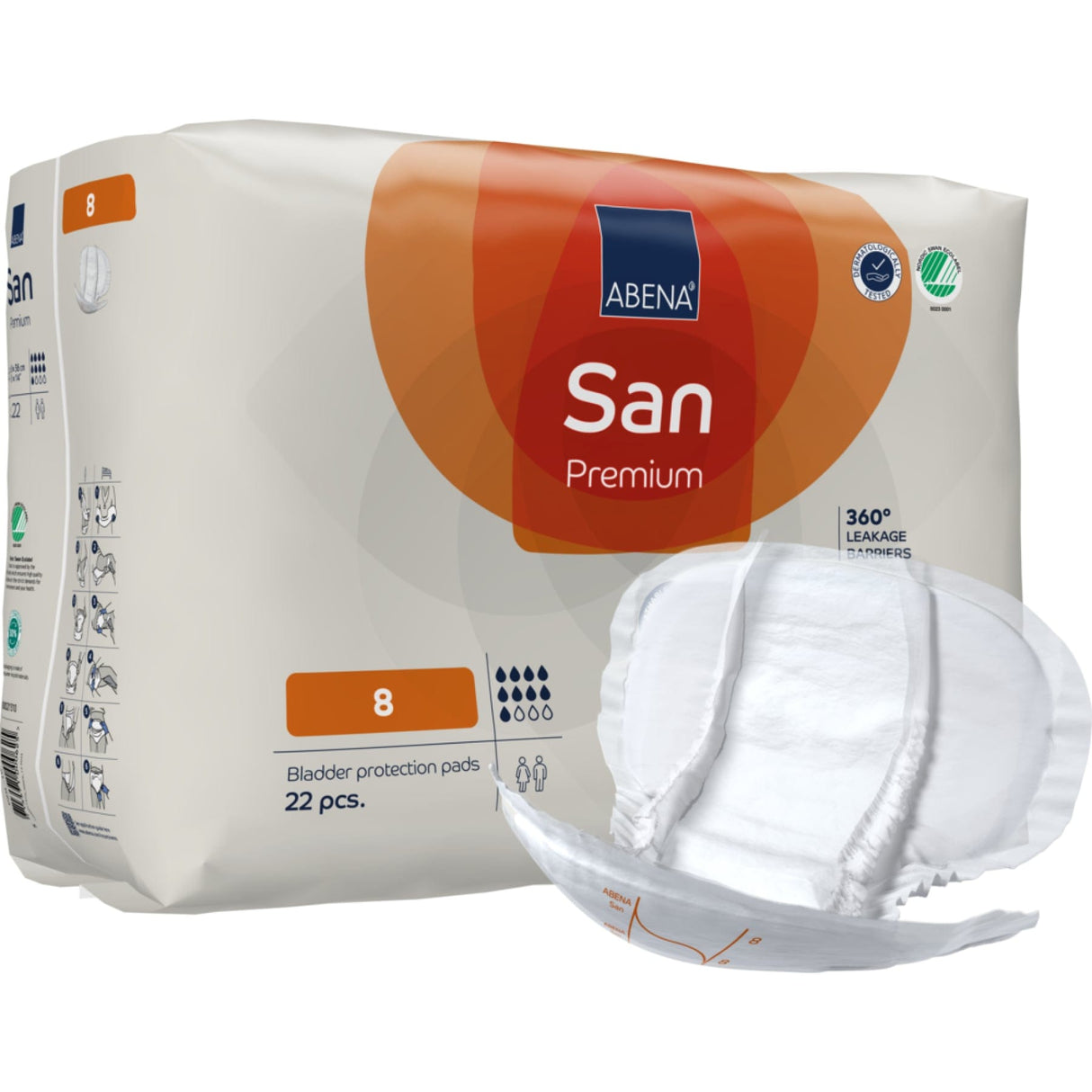ABENA® San Premium Inkontinenzeinlagen, Größe 8 Größe 8, 1 Packung (22 Stück)