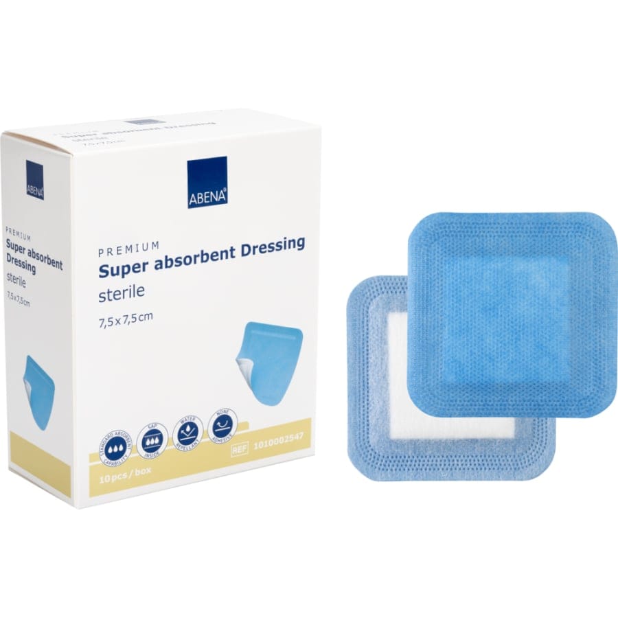 ABENA® Wundauflage, steril, weiß/blau 1 Karton (20 Packungen × 10 Stück) · 425436