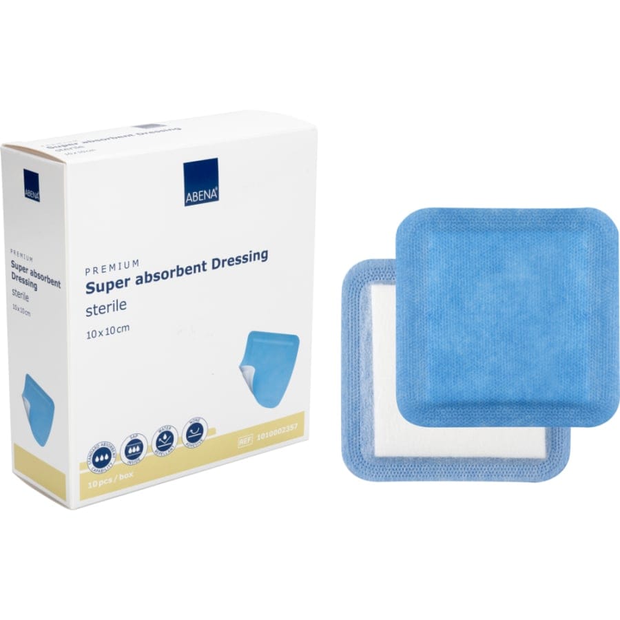 ABENA® Wundauflage, steril, weiß/blau 1 Karton (20 Packungen × 10 Stück)
