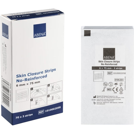 ABENA® Wundnahtstreifen, mit 3 Streifen, steril, braun 1 Karton (16 Packungen × 70 Stück)