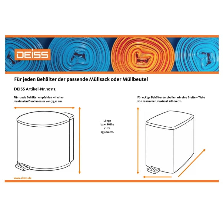DEISS PREMIUM Abfallsack 300 Liter blau mit Seitenfalte, Typ 150