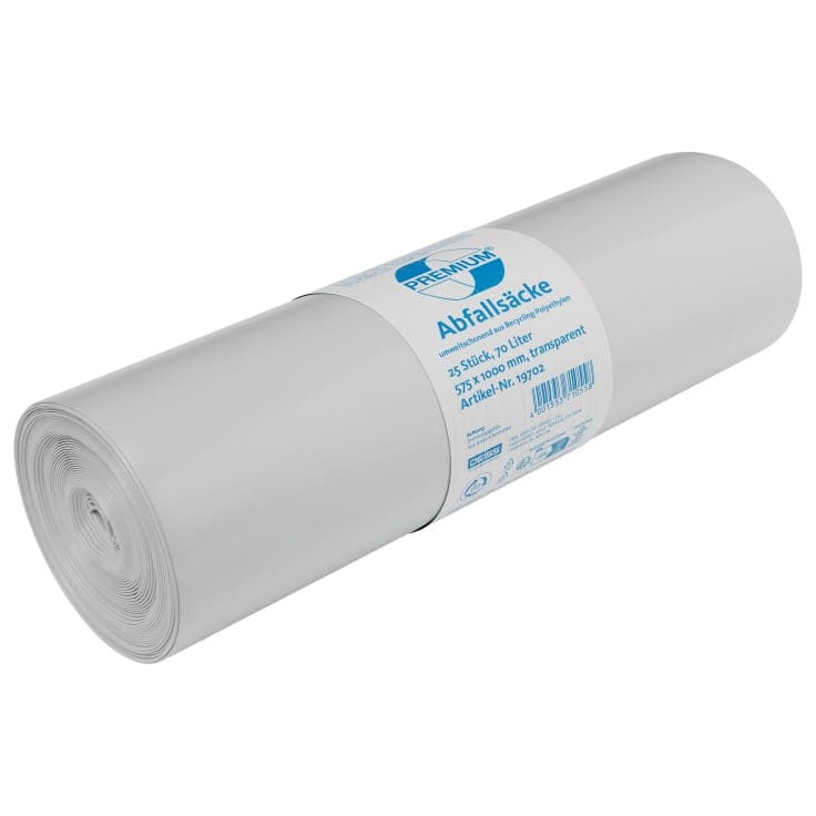 DEISS PREMIUM Abfallsack 70 Liter transp., 1060 g/ Rolle, Typ 60 1 Karton = 10 Rollen á 250 Saecke