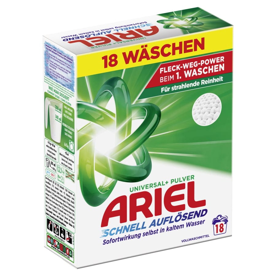 Ariel Universal+ Pulver Regulär Vollwaschmittel 0,9 kg - 18 Waschladungen