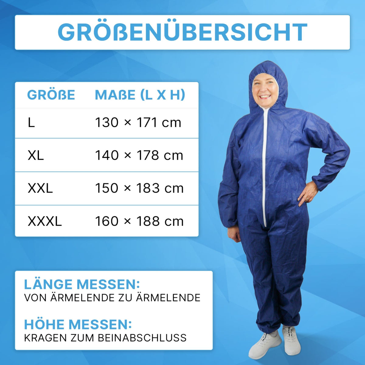 ARNOMED COVER Einwegoverall mit Kapuze, PP, blau