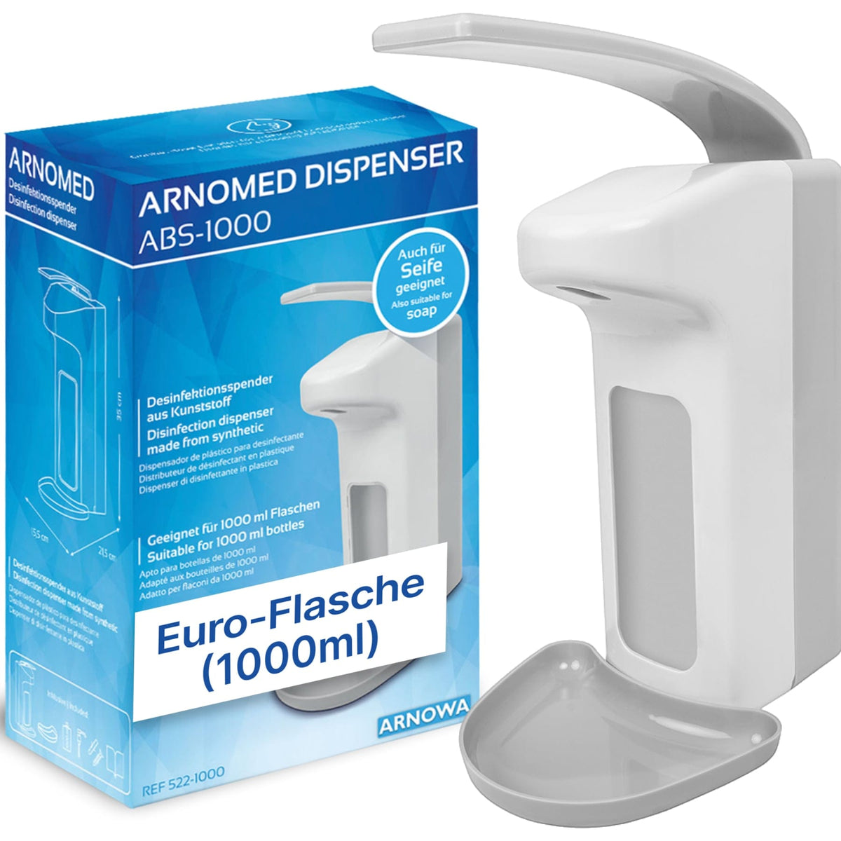 ARNOMED Desinfektionsmittelspender, ABS Kunststoff, weiß 1 l