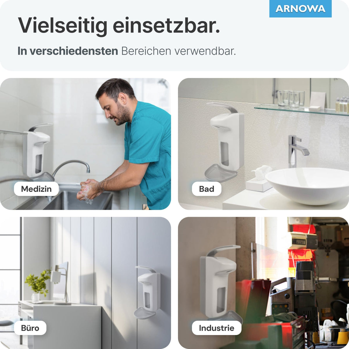 ARNOMED Desinfektionsmittelspender, ABS Kunststoff, weiß
