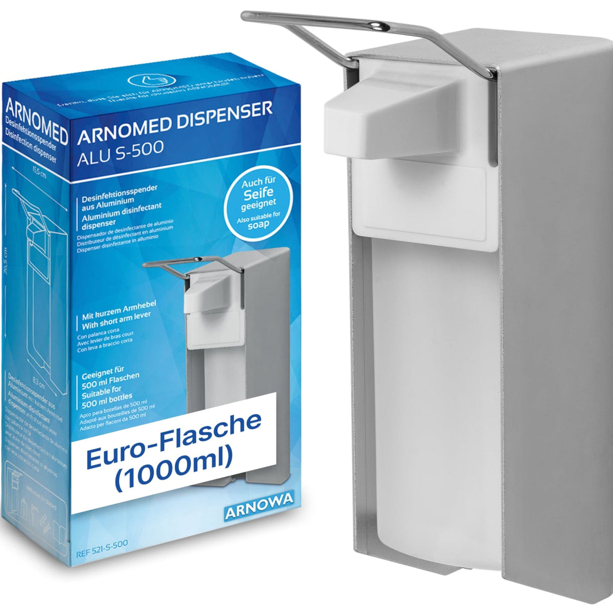 ARNOMED Desinfektionsmittelspender, Aluminium 1 l · 426136