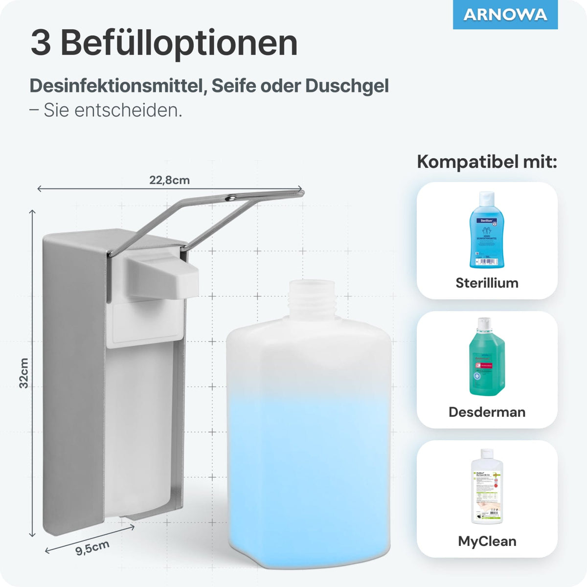 ARNOMED Desinfektionsmittelspender, Aluminium