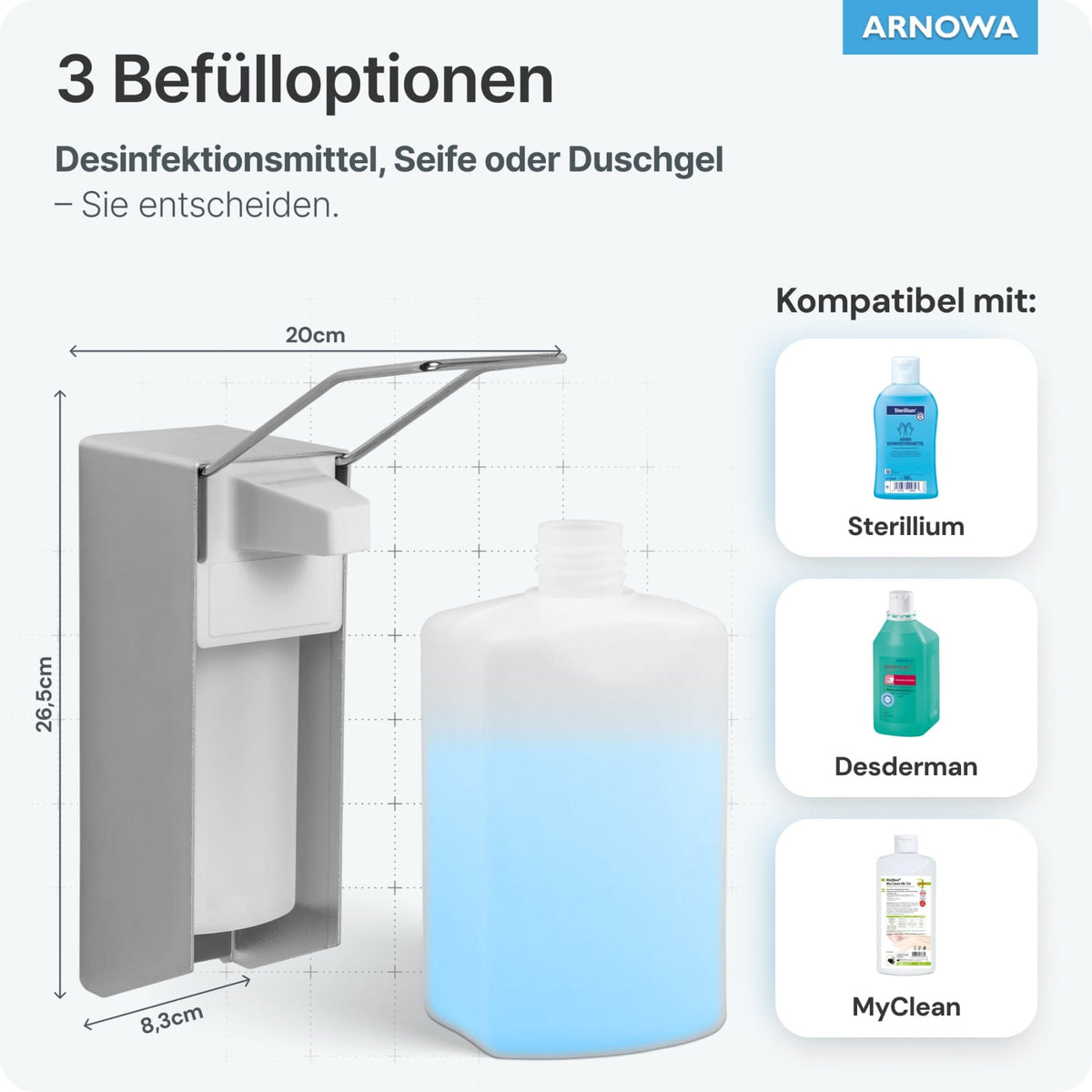 ARNOMED Desinfektionsmittelspender, Aluminium