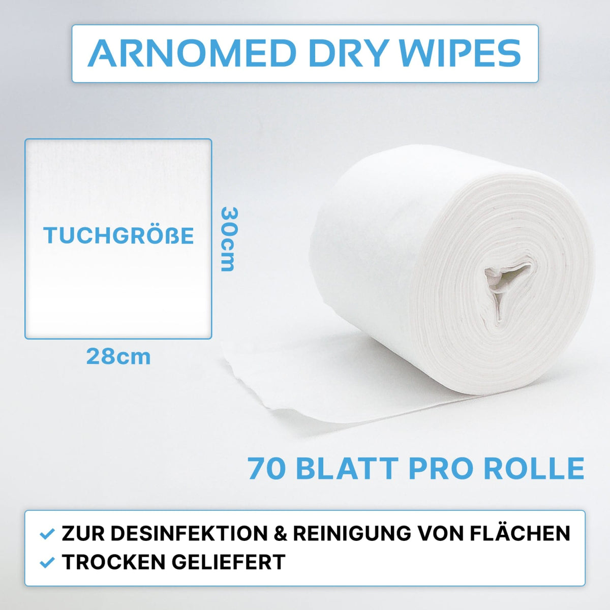 ARNOMED Dry Wipes Vliestuchrolle, weiß, 28 x 30 cm