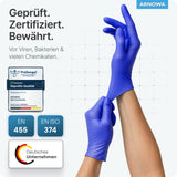 ARNOMED Einweghandschuhe Nitril Blau (Ocean Blue) bieten Schutz vor Viren und Bakterien mit ausgezeichneter Passform.