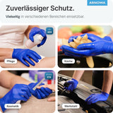 ARNOMED Einweghandschuhe Nitril Blau (Ocean Blue) in verschiedenen Anwendungsbereichen wie Pflege, Küche und Werkstatt.